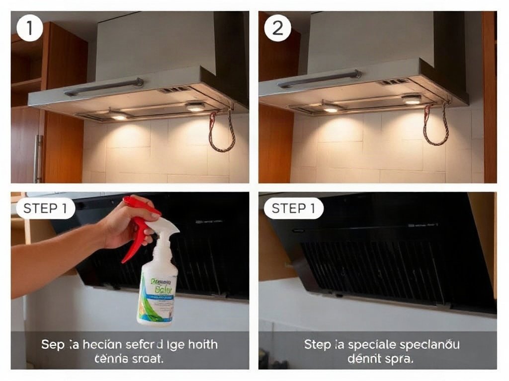 Dọn sạch máy hút mùi với chất tẩy rửa chuyên dụng trong bếp Việt Nam