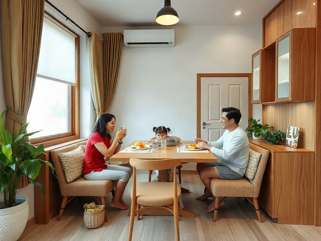 Gia đình Việt dùng bàn ăn đa chức năng