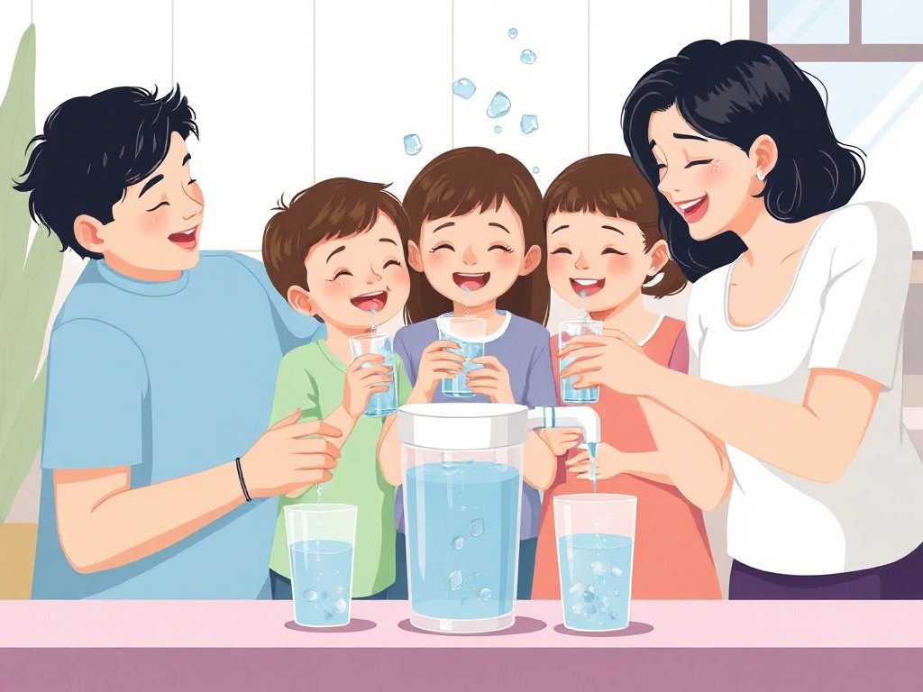 Gia đình Việt uống nước sạch từ máy lọc