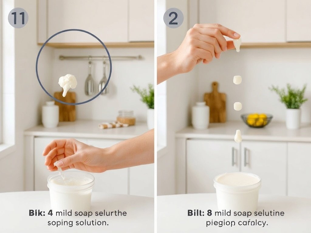 Hướng dẫn bước pha dung dịch xà phòng trong nhà bếp.