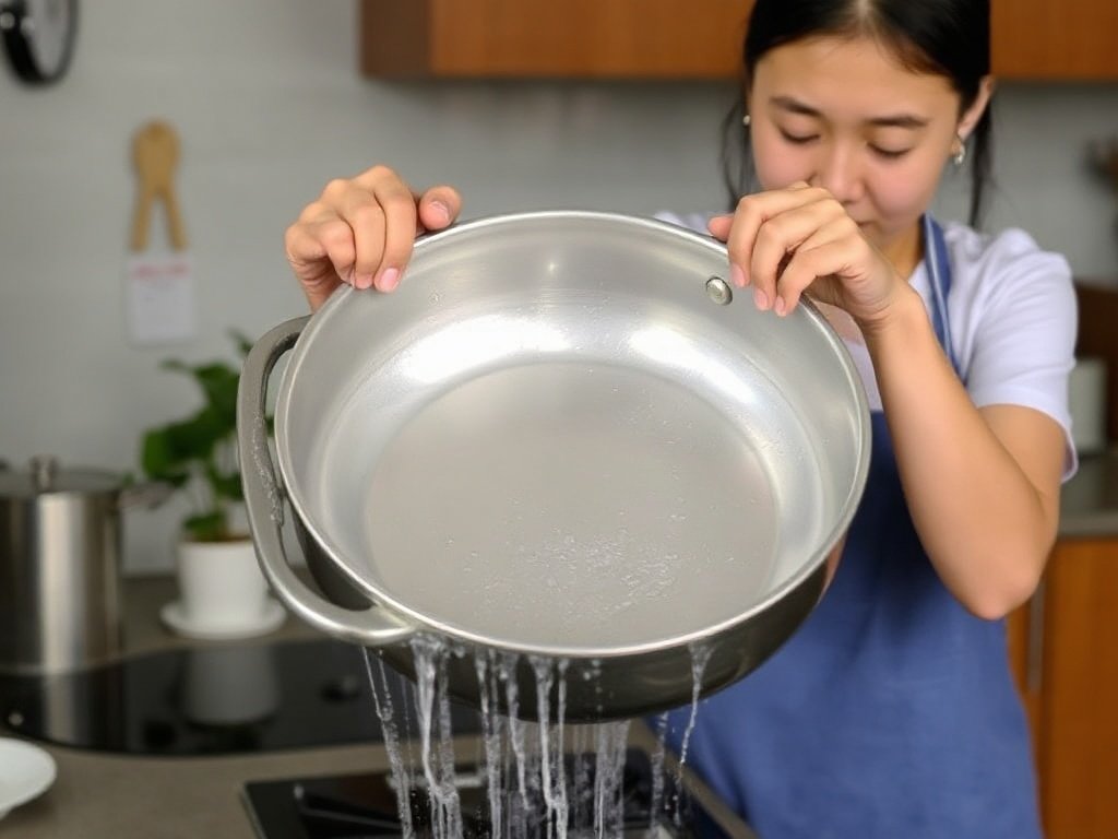 Hướng dẫn cách phơi khô chảo chống dính sau khi vệ sinh.