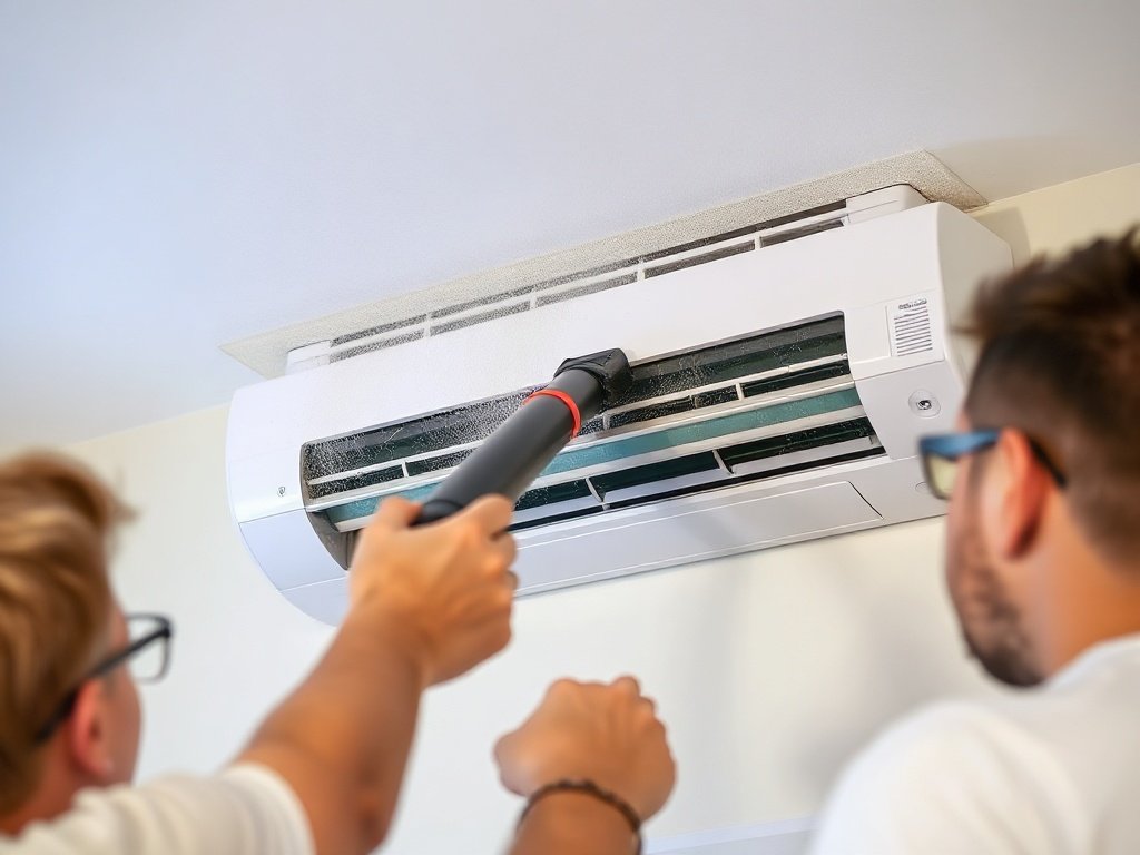 Hút bụi máy lạnh bằng máy hút bụi