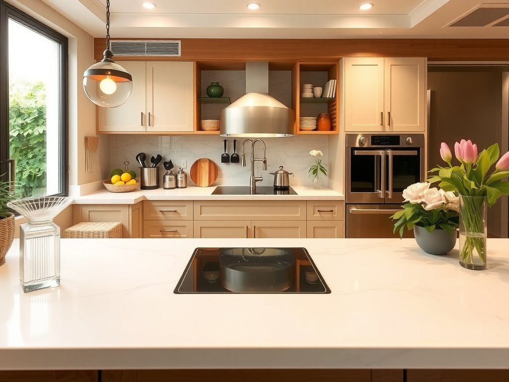 Bếp Việt Nam sang trọng với máy rửa bát sạch bóng.