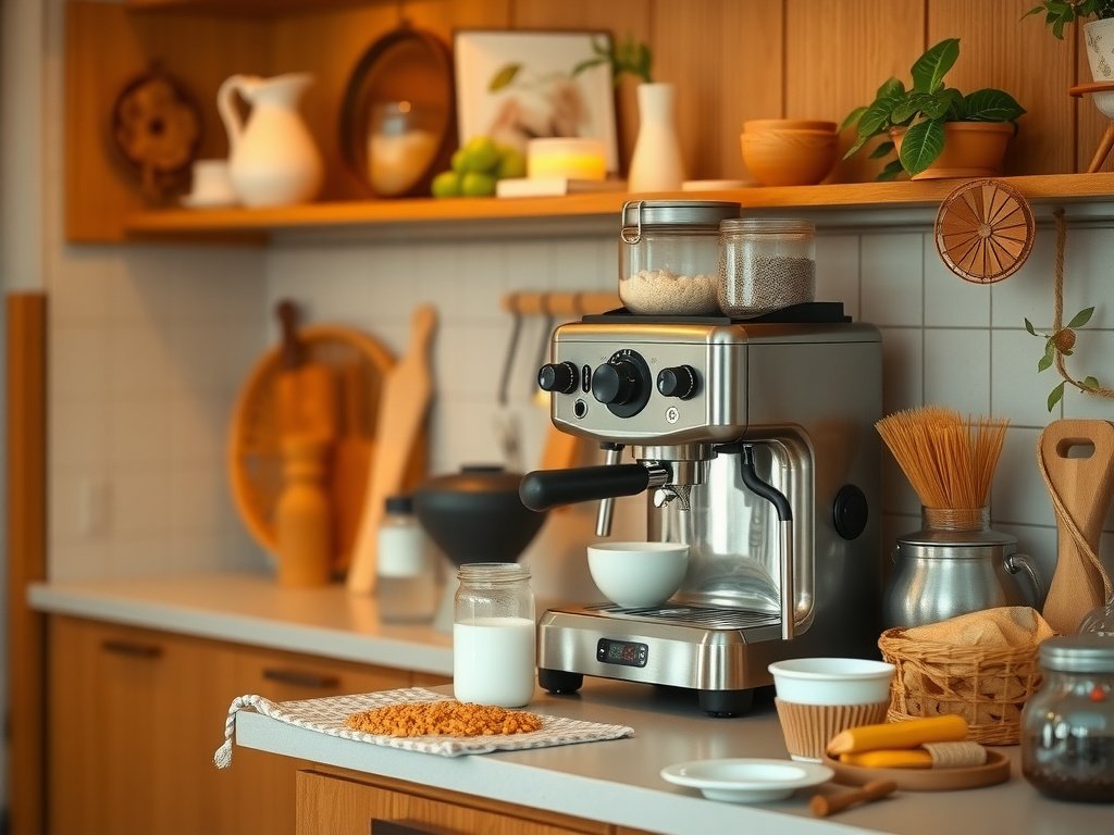 Bếp Việt Nam ấm cúng với máy pha cà phê