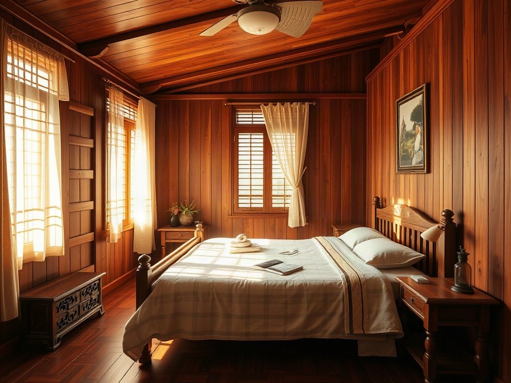 Nội thất phòng ngủ gỗ, bối cảnh Việt Nam