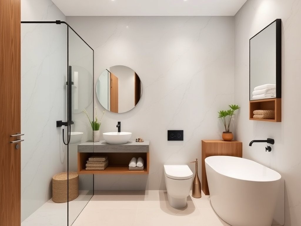Phòng tắm hiện đại trong ngôi nhà Việt với lưu trữ thông minh