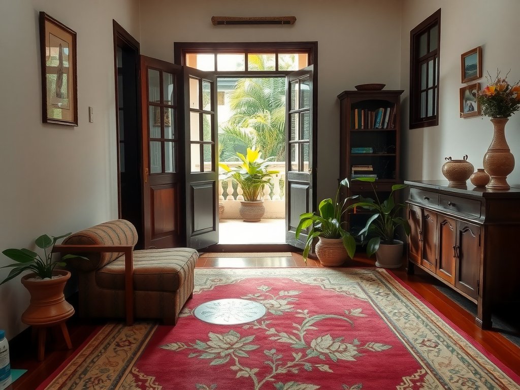 Ngôi nhà Việt Nam với phương pháp bảo trì thảm thân thiện môi trường.