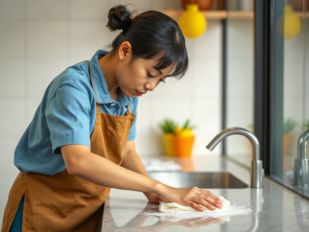 Cảnh làm sạch an toàn cho trẻ với bề mặt không hóa chất.