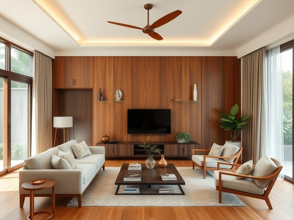 Nội thất gỗ cẩm lai trong không gian hiện đại.