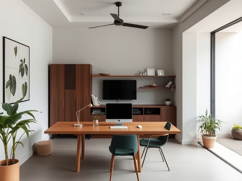 Khu vực làm việc tối giản trong nhà Việt