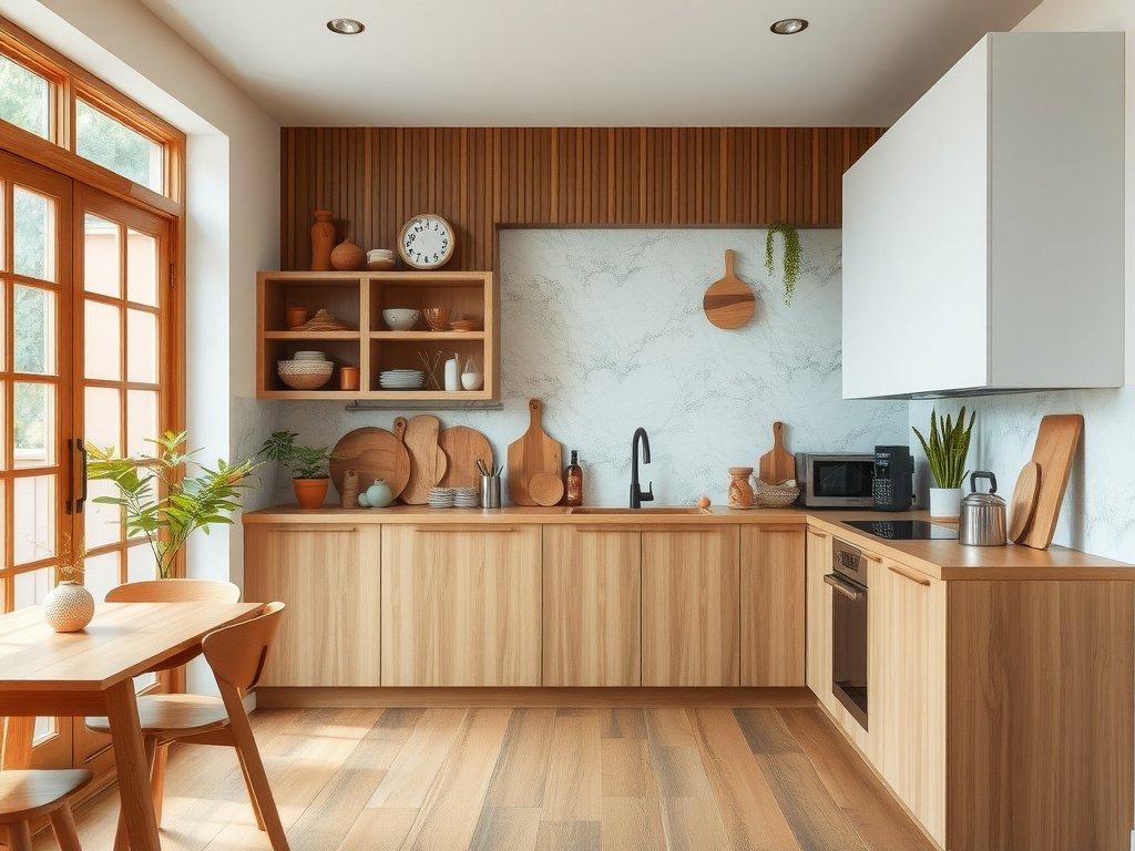 Trang trí nội thất bếp Việt Nam với gỗ tự nhiên