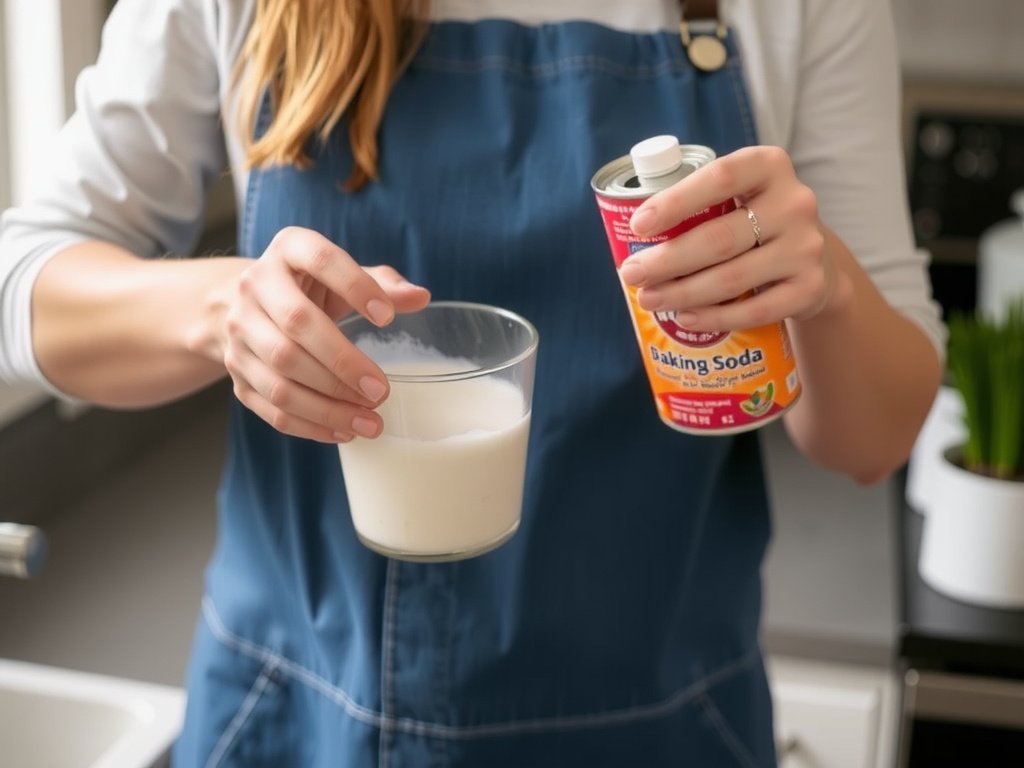 Người hướng dẫn bước làm sạch bằng baking soda.