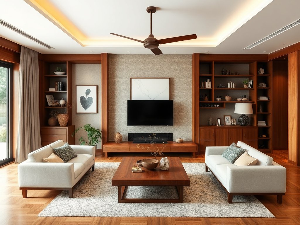 Phòng khách Việt rộng rãi với việc gỡ kẹo khỏi đồ trang trí gỗ.