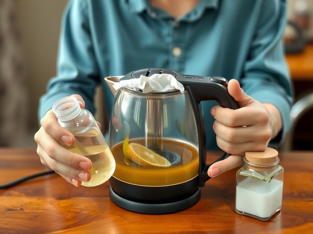Người Việt đang làm sạch ấm siêu tốc bằng nguyên liệu tự nhiên.