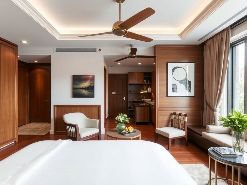 Căn hộ Việt Nam sang trọng với đồ nội thất gỗ tinh tế.