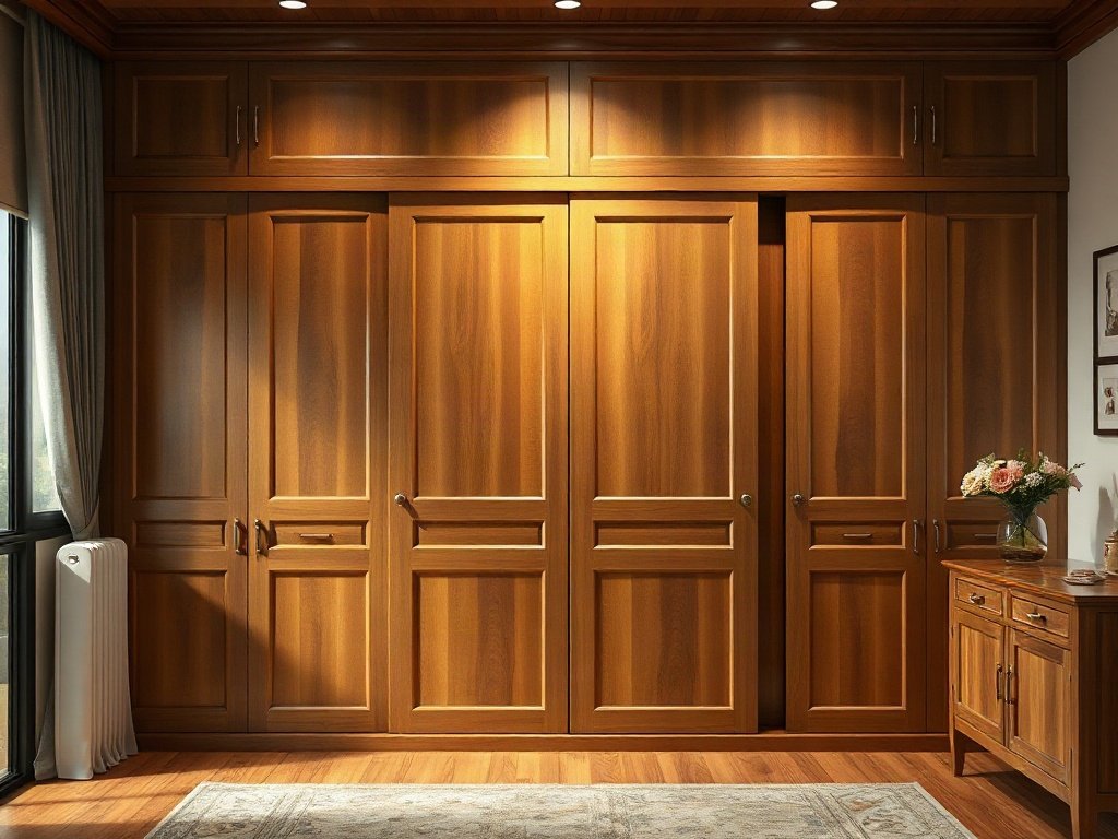 Tủ rộng rãi với cửa trượt phong cách Việt Nam