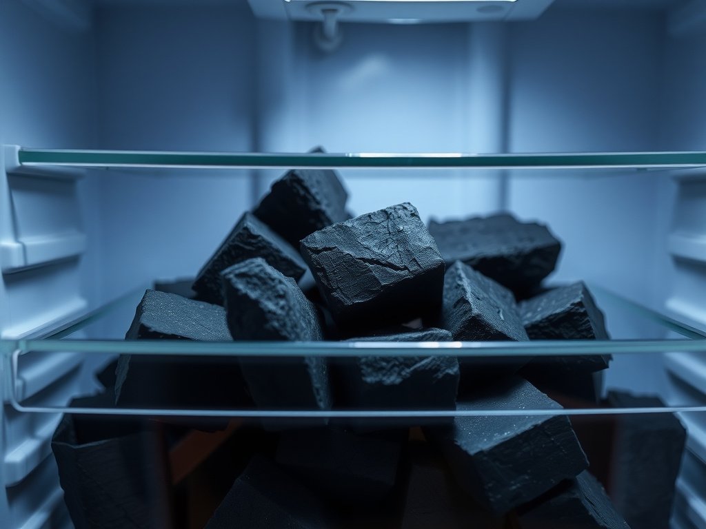 Cận cảnh than hoạt tính trong tủ lạnh