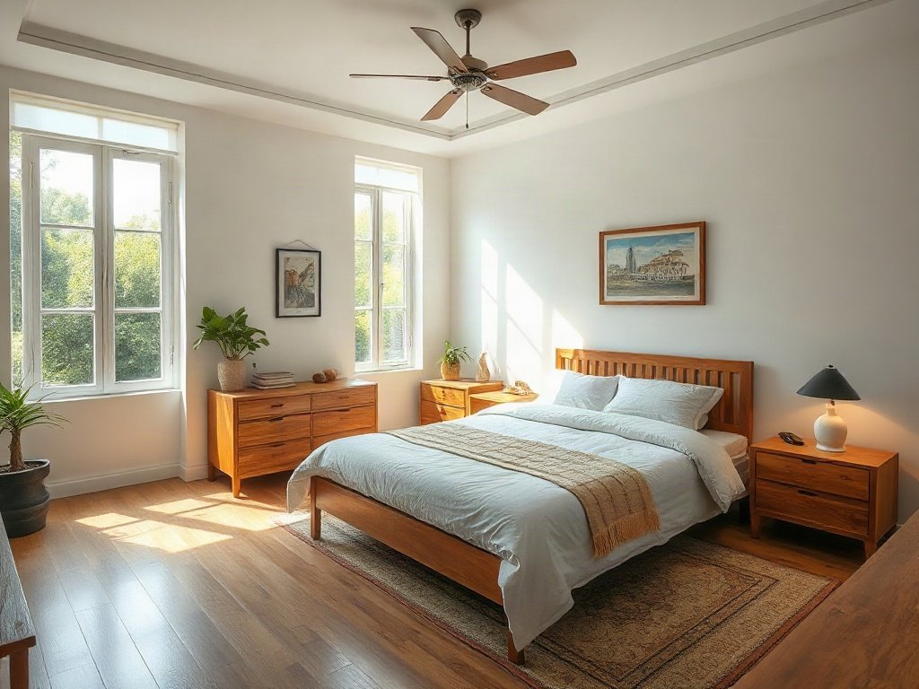 Phòng ngủ rộng rãi với nội thất gọn gàng, ánh sáng tự nhiên