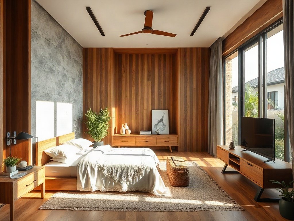 Thiết kế phòng ngủ Việt Nam hiện đại với gỗ tự nhiên