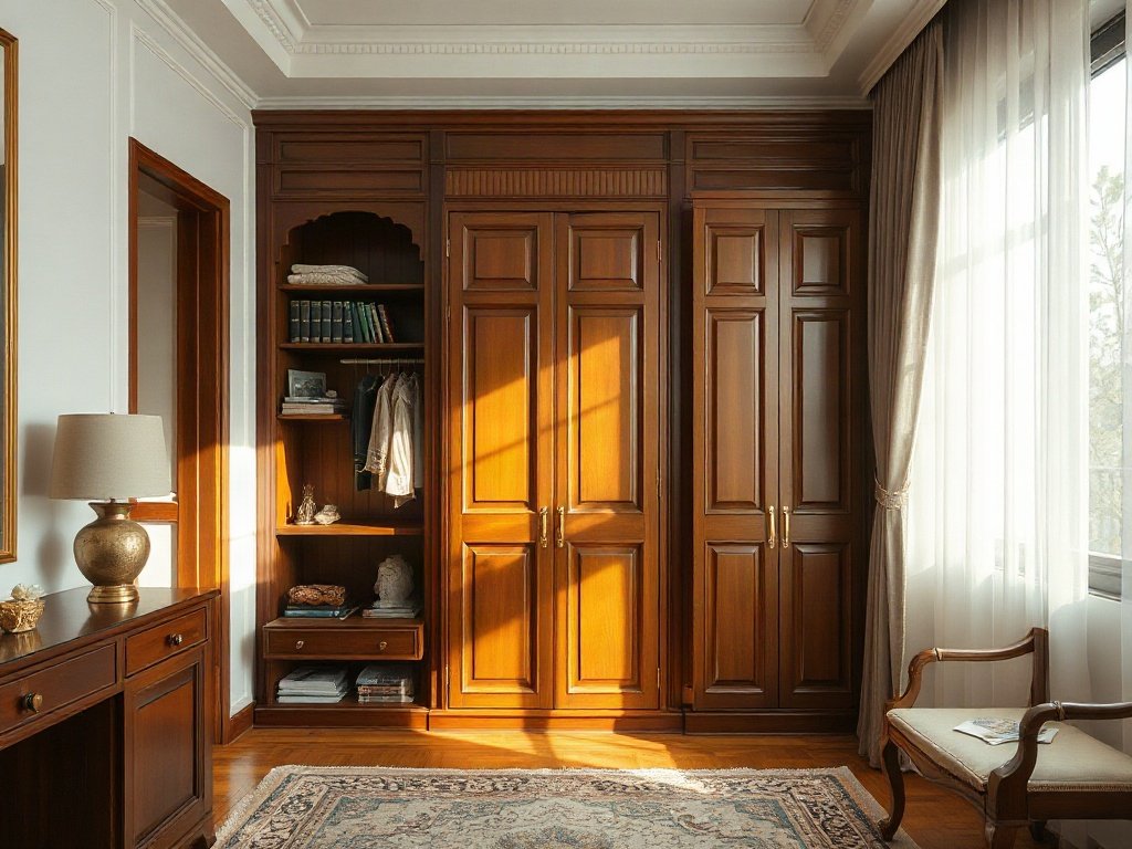 Nội thất Việt Nam sang trọng với tủ quần áo gọn gàng.