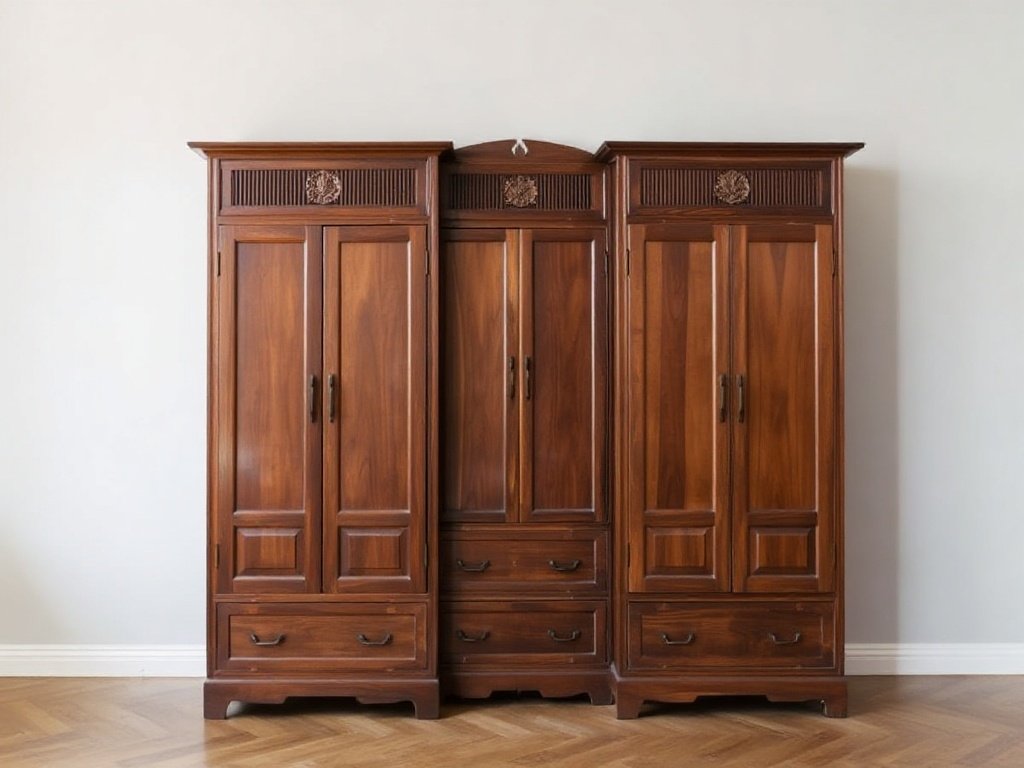Bộ tủ quần áo phong cách Việt Nam bằng gỗ