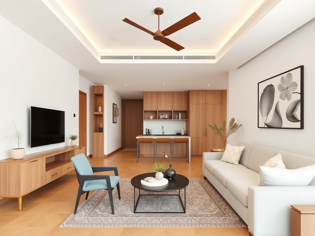 Căn hộ Việt Nam hiện đại với điểm nhấn gỗ cẩm lai.
