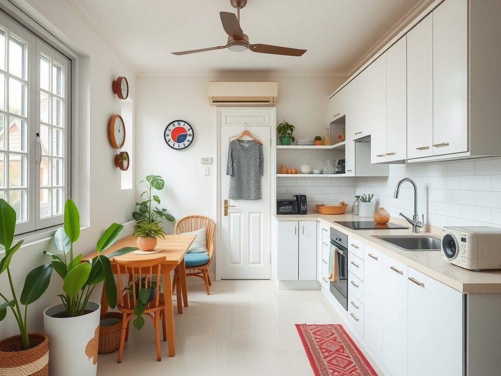 Nội thất nhà Việt yên bình với gian bếp sạch sẽ và ngăn nắp.