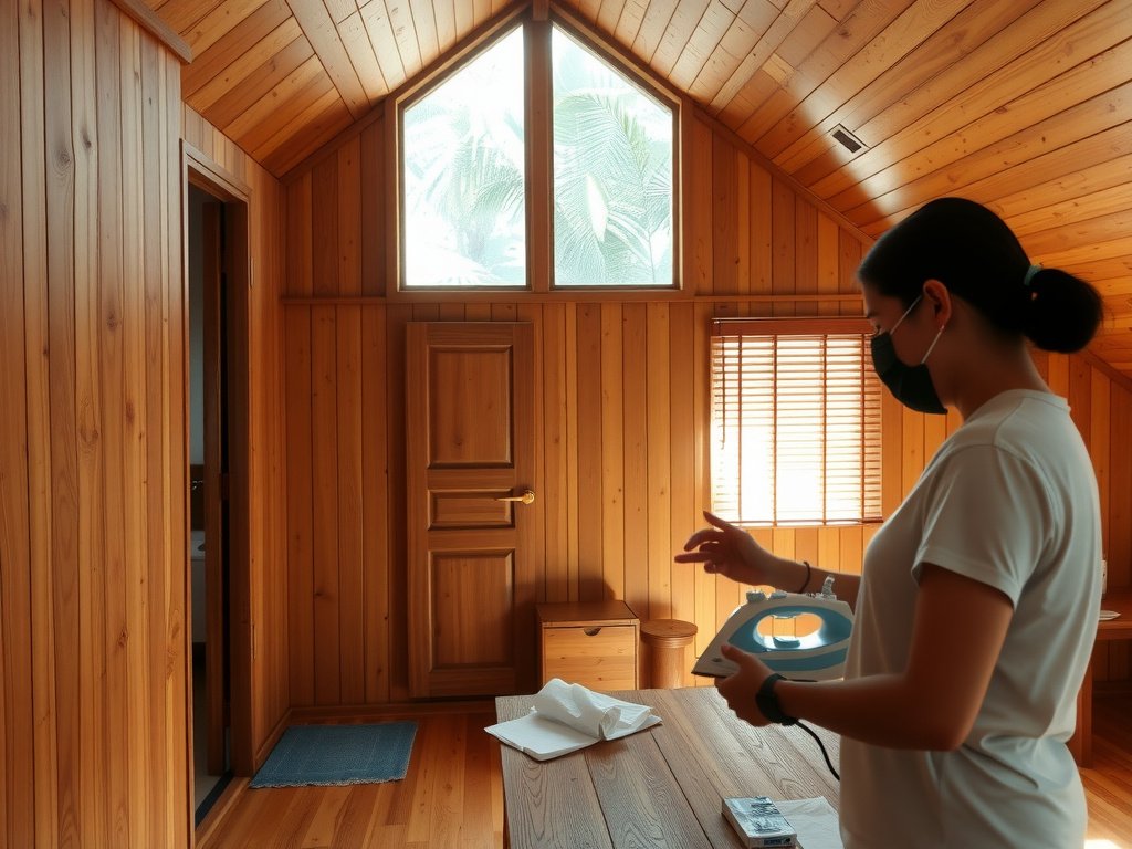 Bàn là được vệ sinh bằng kem đánh răng trong ngôi nhà hiện đại
