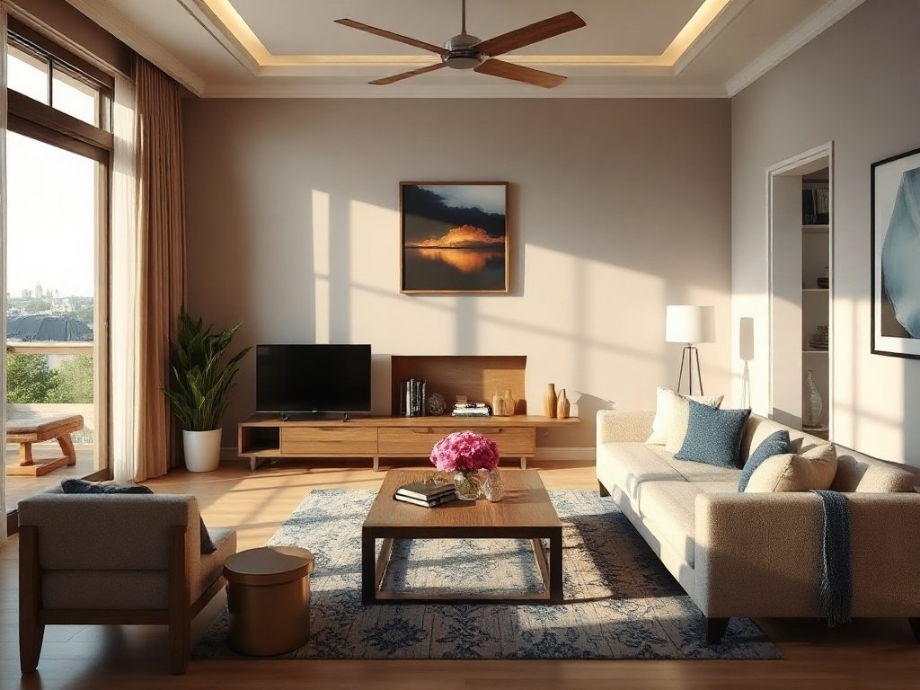 Phòng khách Việt Nam ấm áp với nội thất hiện đại