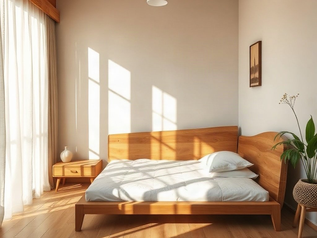 Giường gỗ kiểu Việt đón ánh sáng tự nhiên