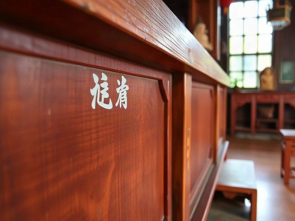 Cận cảnh vân gỗ của bàn thờ trong không gian Việt Nam.