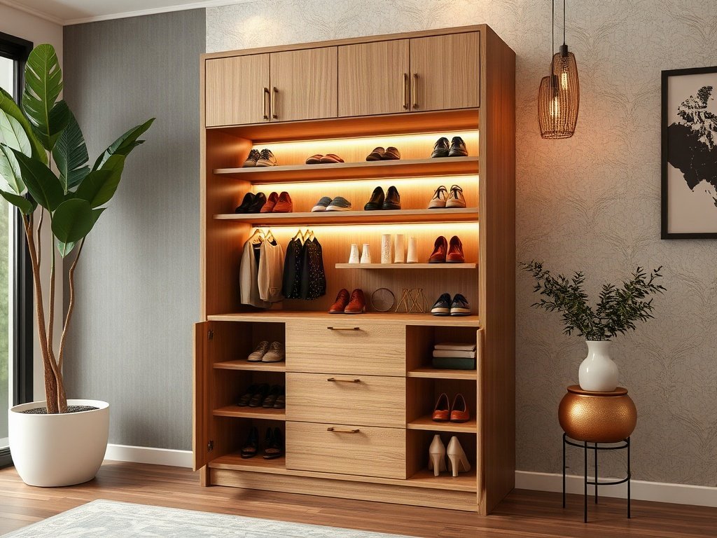 Thiết kế tủ giày thanh lịch với phong cách Việt