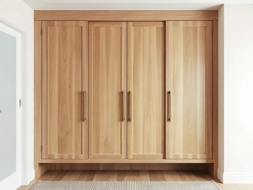 Thiết kế tủ quần áo bằng gỗ tối giản