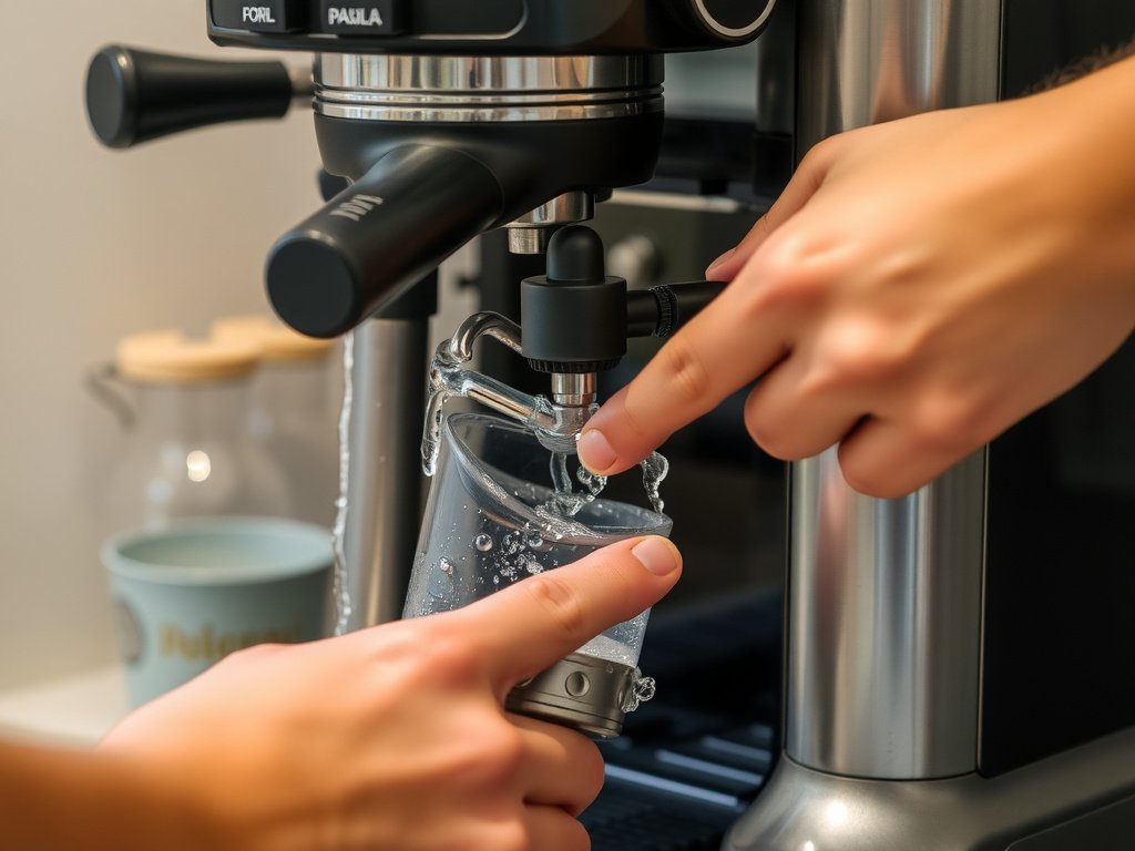 Rửa các bộ phận máy pha cà phê dưới nước
