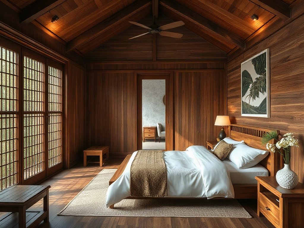 Phòng ngủ Việt chú trọng vào nội thất gỗ tự nhiên.