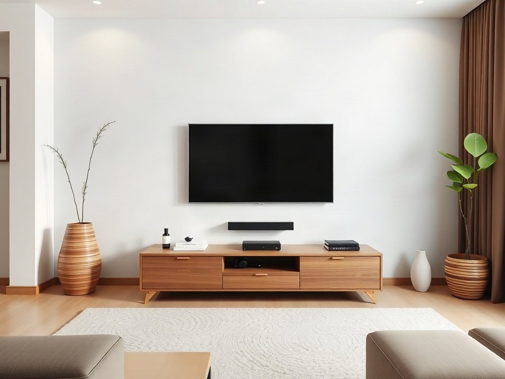 Kệ tivi gỗ thiết kế hiện đại trong phòng khách Việt