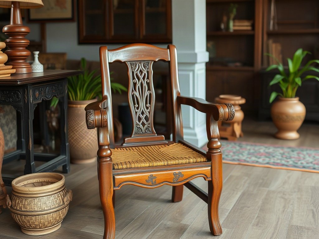 Chi tiết ghế gỗ trong nhà Việt Nam