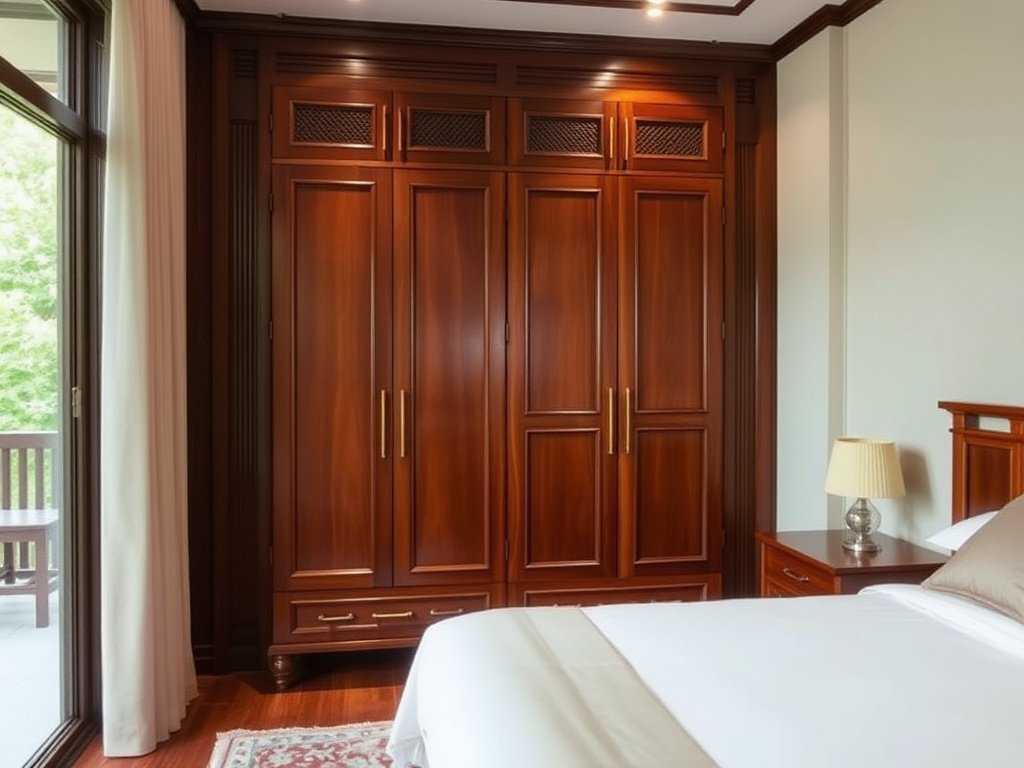 Tủ quần áo gỗ tinh tế trong phòng ngủ tại Việt Nam