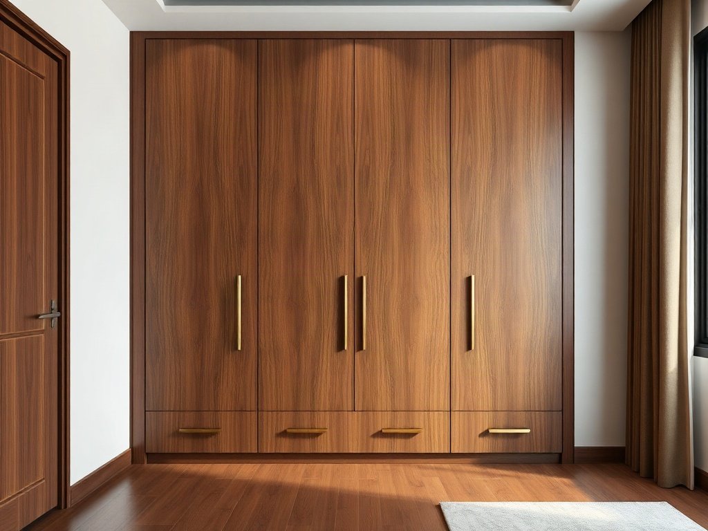 Thiết kế tủ quần áo tối giản hiện đại bằng gỗ