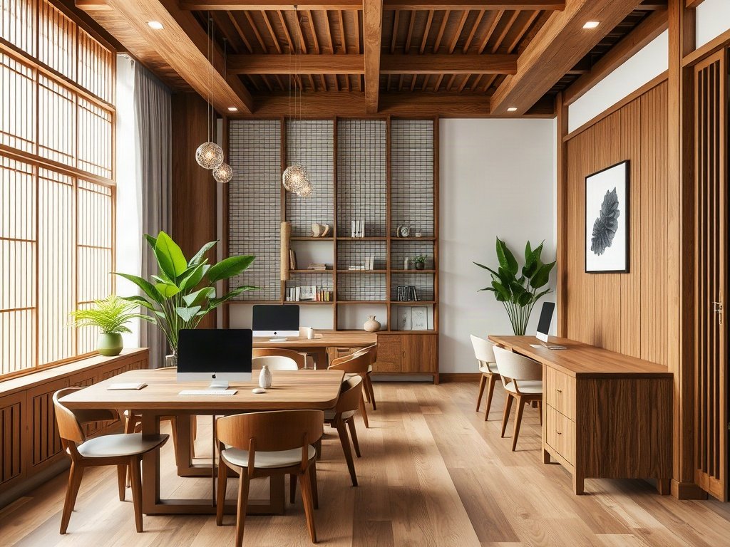 Thiết kế nội thất gỗ truyền thống Việt Nam cho không gian làm việc