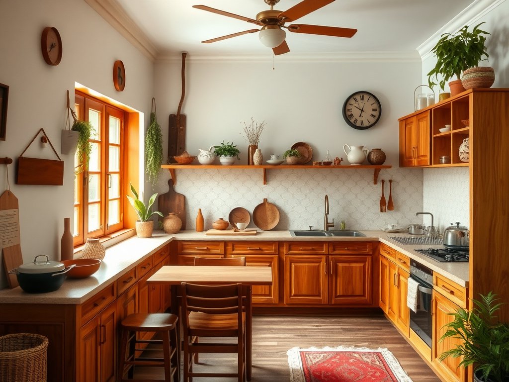 Nhà bếp Việt Nam ấm cúng với tủ gỗ tự nhiên