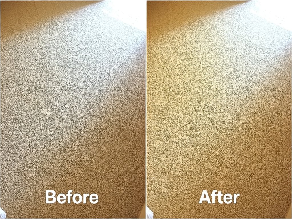 Thảm trước và sau khi được làm sạch với baking soda.