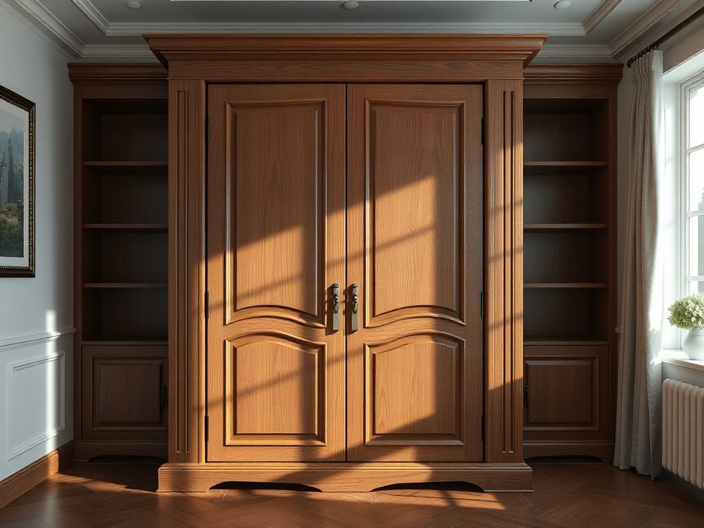 Tủ quần áo bằng gỗ thủ công với thiết kế thanh lịch