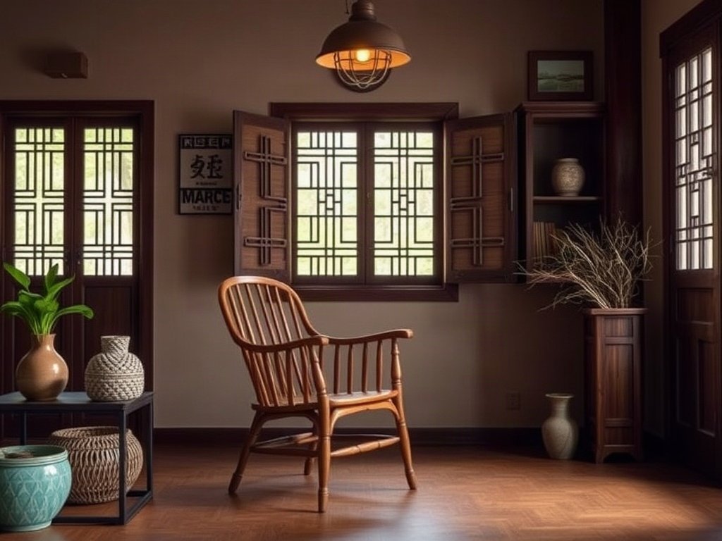 Ghế gỗ trong phòng kiểu dáng Việt Nam