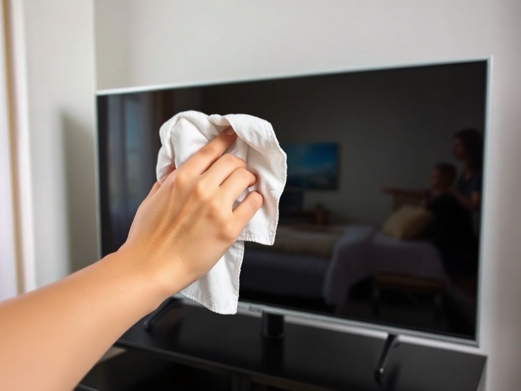 Khăn sợi nhỏ lau màn hình tivi mà không có vết xước.