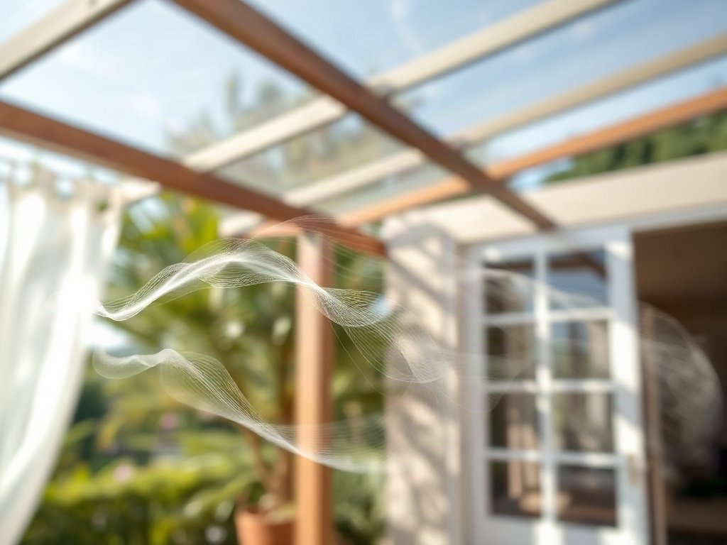 Khung cảnh ngoài trời với gió nhẹ qua phòng