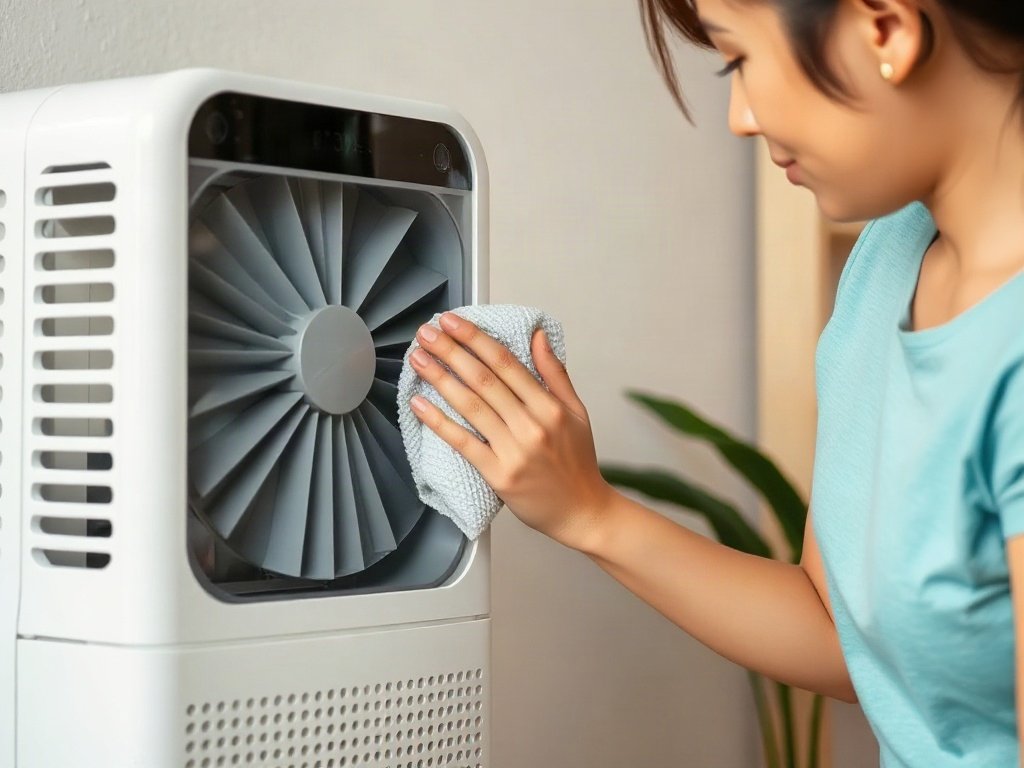 Làm sạch vỏ ngoài máy lọc không khí bằng khăn mềm.
