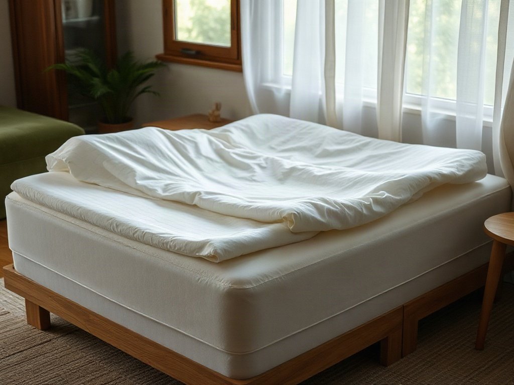 Lắp đặt tấm bảo vệ trên nệm cao su