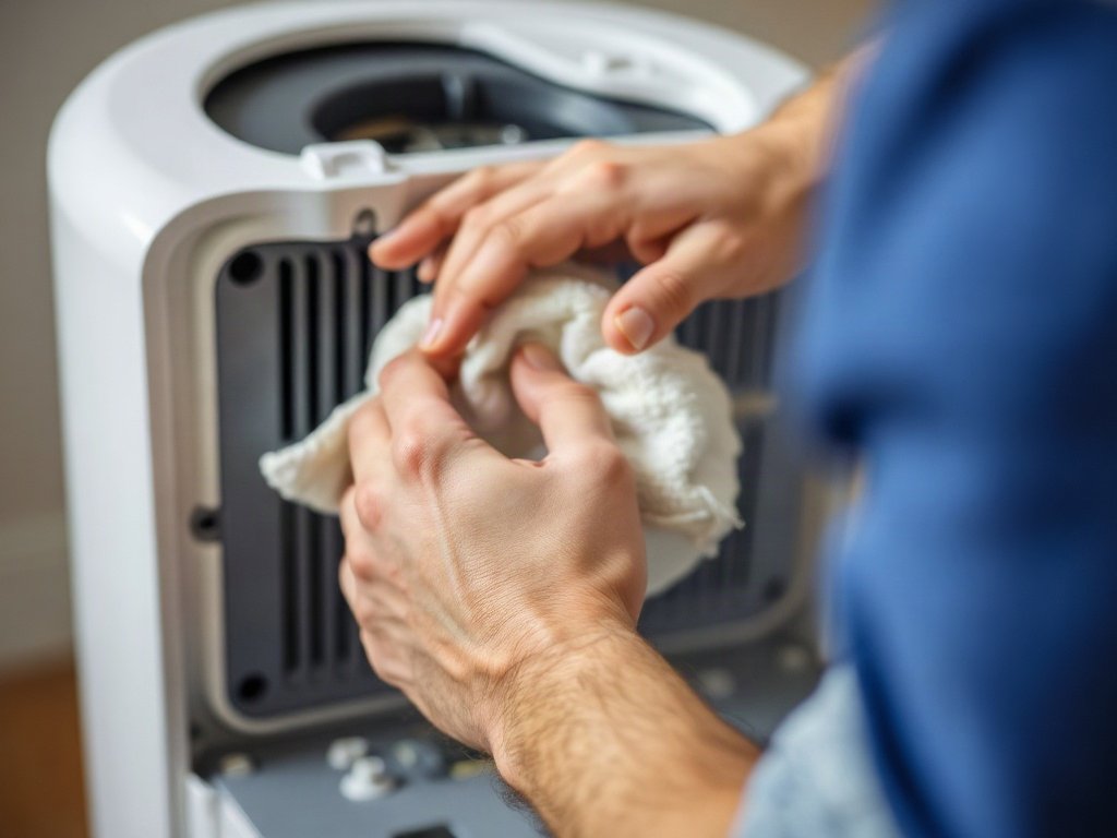 Lắp ráp lại máy lọc không khí sau khi vệ sinh.
