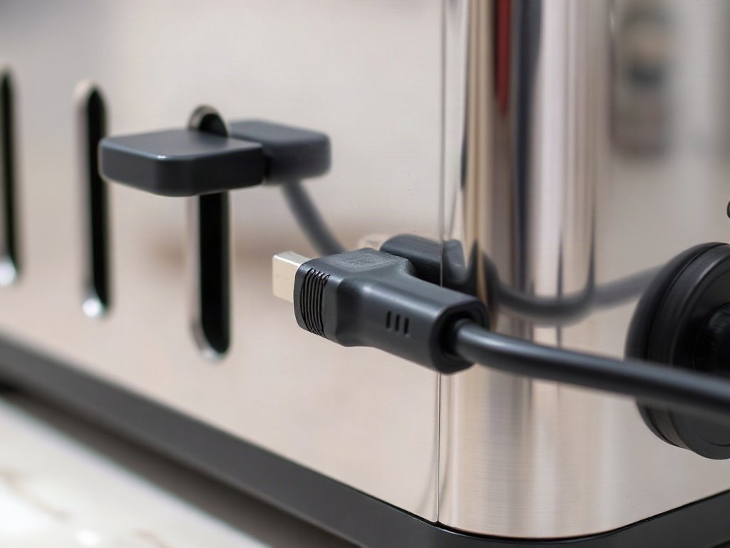 Máy nướng bánh mì đã rút phích cắm để an toàn trước khi vệ sinh